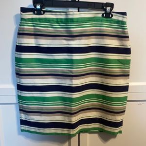 Banana Republic lined striped skirt navy green 10